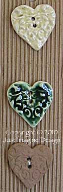 3 assorted heart buttons