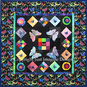 Blossoms & Butterflies with Ceramic Buttons Wall Hanging Photo