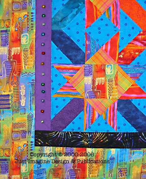 Star Block Wall Hanging Bright Colors Close Up