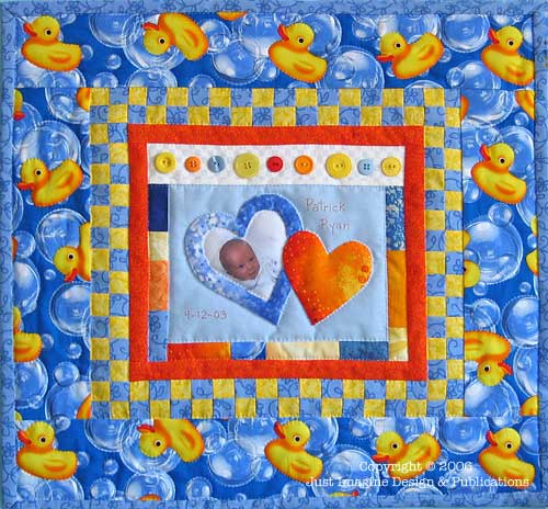 Just For Baby Duck Quilt with Regular Buttons Close Up