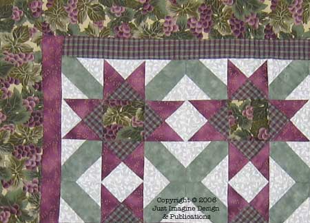 Star Block Wall Hanging with Grape Fabric Close Up