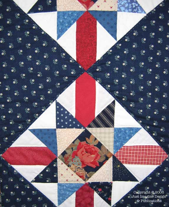 Star Block Scrap Table Runner Close Up
