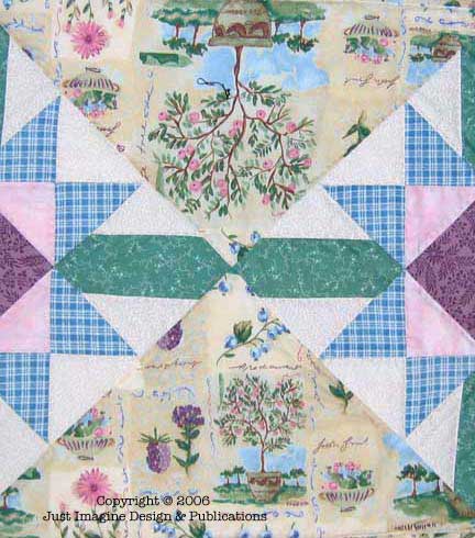Star Block Table Runner with Spring Fabric Close Up