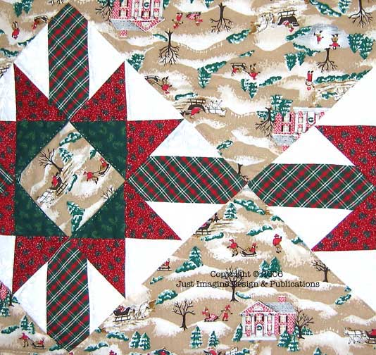 Star Block Christmas Table Runner Close Up