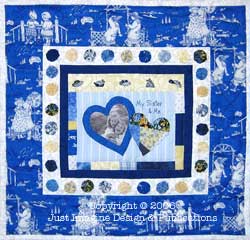 Sister & Me with Blue Hats Buttons Wall Hanging