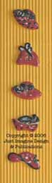red hats ceramic button set 